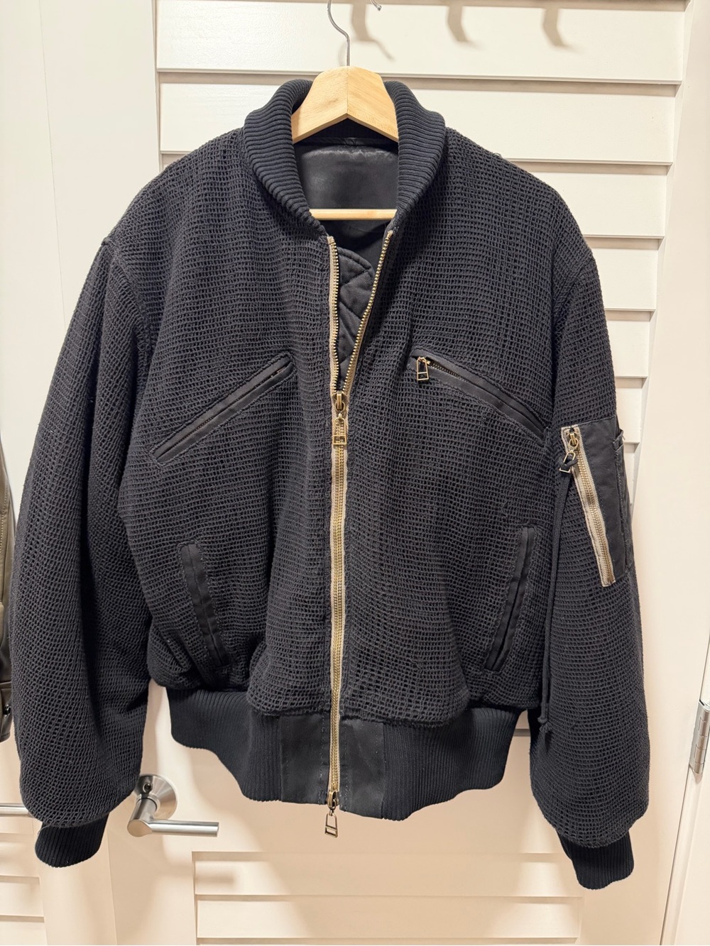 Soma Black Bomber Jacket with Gold Zippers